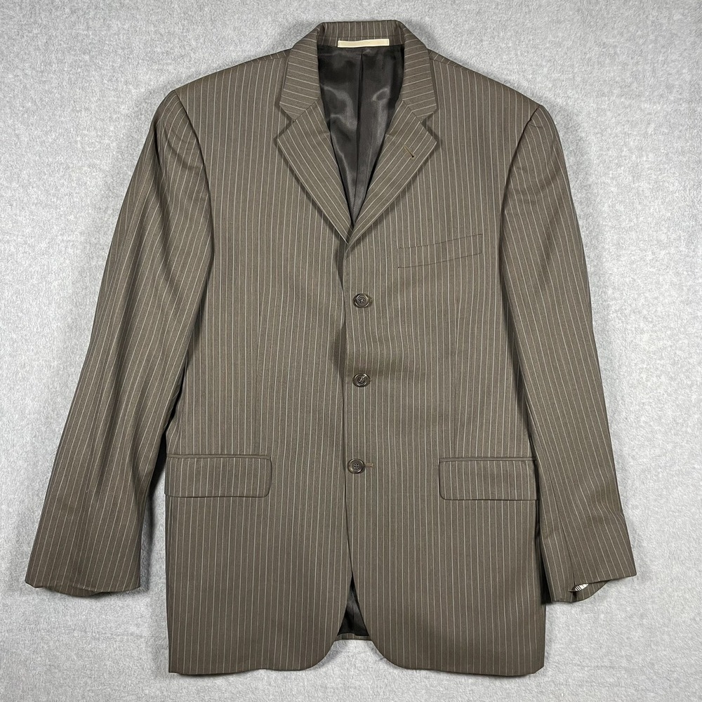 Burberry London 100% Wool Brown Striped Men's Blazer Sport Jacket 40R + Pants